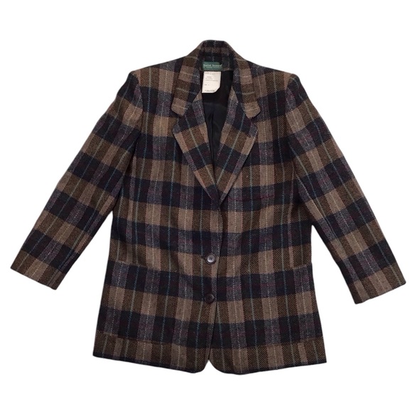 Vintage Harve Benard Womens Plaid Wool Blazer Size 10 Oversized 2 Button Jacket - Picture 16 of 16